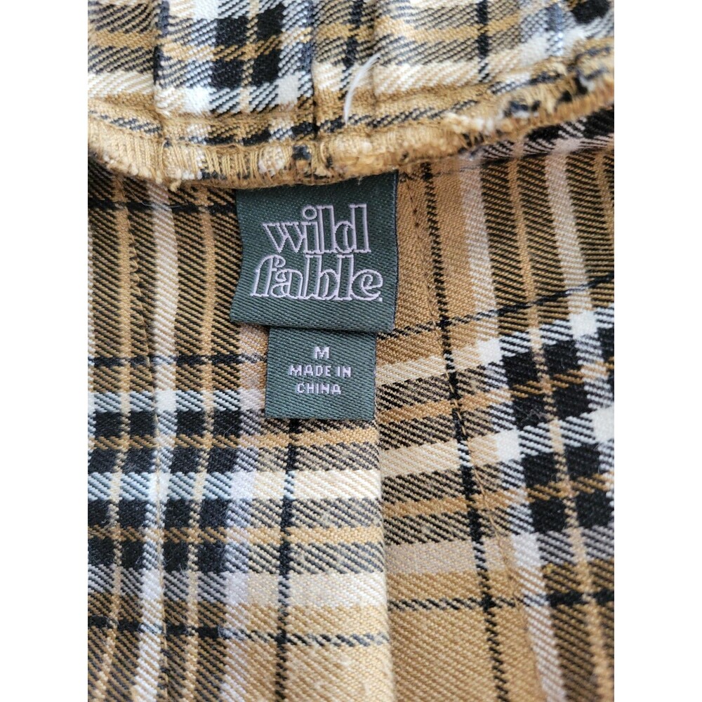 M Wild Fable Tan, Black, White Plaid Pleated Skirt Broken Zipper - Picture 7 of 9